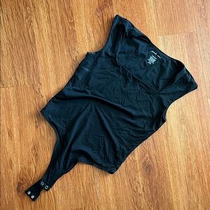 Pink Rose Elegant Black Bodysuit